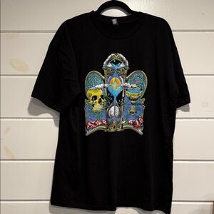 Men's Black Graphic Tee with Colorful Design size - XL